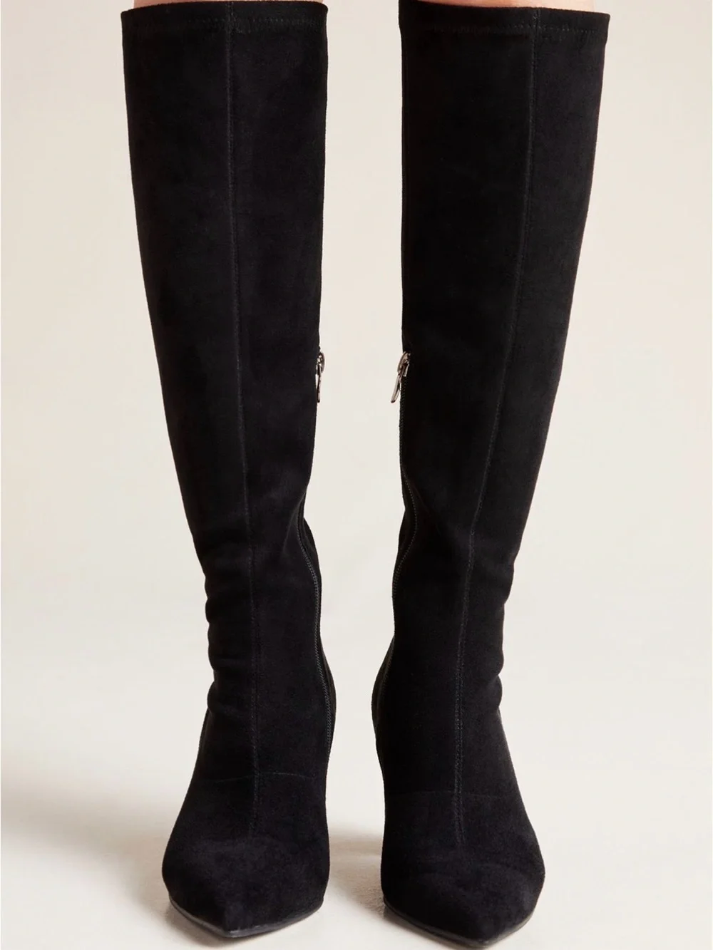 NIB Silent D Komass Black Microsuede Knee-High Boots Size 39 Wide